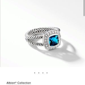 David Yurman ring. Petite Albion ring with Hampton blue Topaz and diamonds.